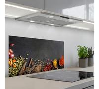 KitchenYeah© Splashback for kitchen 18"x35" / 45x90 cm self-adhesive Wall Protector Decor Panels Cooker Backsplash Herbs - Food - Spices - Black - Paprika - Cinnamon