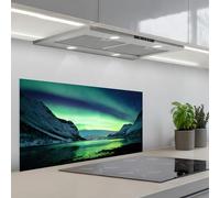 KitchenYeah© Splashback for kitchen 18"x35" / 45x90 cm self-adhesive Wall Protector Splash Back Cooker Backsplash Northern Lights - Norway - Ice - Yellow - Mountain - Water- Snow