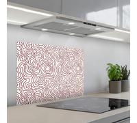 KitchenYeah© Splashback for kitchen 20"x28" / 50x70 cm self-adhesive Back Splashes Kitchens Splash Guard Decor Winding line - Magenta - Cream