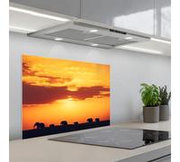 KitchenYeah© Splashback for kitchen 20"x28" / 50x70 cm self-adhesive Back Splashes Kitchens Splash Guard Decor Elephants - Sunset - Animals - Horizon