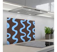 KitchenYeah© Splashback for kitchen 20"x28" / 50x70 cm self-adhesive Back Splashes Kitchens Splash Guard Decor Winding lines - Blue - Brown - Minimalist