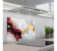KitchenYeah© Splashback for kitchen 20"x28" / 50x70 cm self adhesive Sink Splash Splatter Guard Backsplash Decor Art - Gold - Red - Luxury