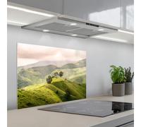 KitchenYeah© Splashback for kitchen 20"x28" / 50x70 cm self adhesive Sink Splash Splatter Guard Backsplash Decor Landscape - Hills - Green