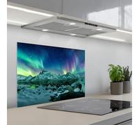 KitchenYeah© Splashback for kitchen 20"x28" / 50x70 cm self-adhesive Sink Splash Splatter Guard Splashbacks Walls Sea - Ice - Northern Lights - Winter - Nature
