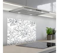 KitchenYeah© Splashback for kitchen 20"x28" / 50x70 cm self-adhesive Sink Splash Splatter Guard Splashbacks Walls Flowers - Pattern - Line