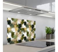 KitchenYeah© Splashback for kitchen 20"x28" / 50x70 cm self-adhesive Sink Splash Splatter Guard Splashbacks Walls Brush stripes - Moss - Shades of green