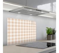 KitchenYeah© Splashback for kitchen 20"x28" / 50x70 cm self-adhesive Sink Splash Splatter Guard Splashbacks Walls Plaid - Pattern - Square - Beige