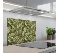 KitchenYeah© Splashback for kitchen 20"x28" / 50x70 cm self-adhesive Sink Splash Splatter Guard Splashbacks Walls Leaves - Modern - Green