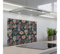 KitchenYeah© Splashback for kitchen 20"x28" / 50x70 cm self-adhesive Sink Splash Splatter Guard Splashbacks Walls Botanical - Pattern - Blue