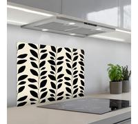 KitchenYeah© Splashback for kitchen 20"x28" / 50x70 cm self-adhesive Sink Splash Splatter Guard Splashbacks Walls Botanical - Pattern - Black - Beige
