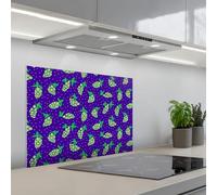 KitchenYeah© Splashback for kitchen 20"x28" / 50x70 cm self-adhesive Sink Splash Splatter Guard Splashbacks Walls Purple - green - grapes - leaves