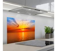KitchenYeah© Splashback for kitchen 20"x28" / 50x70 cm self-adhesive Wall Protector Decor Panels Cooker Backsplash Sunset - Sea - Sky - Orange - Horizon - Water