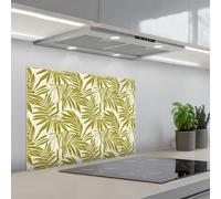 KitchenYeah© Splashback for kitchen 20"x28" / 50x70 cm self-adhesive Wall Protector Decor Panels Cooker Backsplash Palm leaf - Pattern - Green