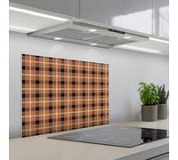 KitchenYeah© Splashback for kitchen 20"x28" / 50x70 cm self-adhesive Wall Protector Splash Back Cooker Backsplash Plaid - Pattern - Square - Brown