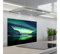 KitchenYeah© Splashback for kitchen 20"x28" / 50x70 cm self-adhesive Wall Protector Splash Back Cooker Backsplash Northern Lights - Norway - Ice - Yellow - Mountain - Water- Snow