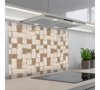 KitchenYeah© Splashback for kitchen 22"x31" / 55x80 cm self-adhesive Back Splashes Kitchens Splash Guard Decor Block - Pattern - Brown