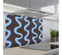 KitchenYeah© Splashback for kitchen 22"x31" / 55x80 cm self-adhesive Back Splashes Kitchens Splash Guard Decor Winding lines - Blue - Brown - Minimalist