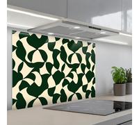 KitchenYeah© Splashback for kitchen 22"x31" / 55x80 cm self-adhesive Back Splashes Kitchens Splash Guard Decor Green - Organic planes - Cream