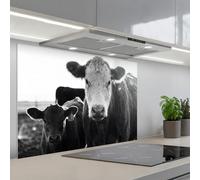 KitchenYeah© Splashback for kitchen 22"x31" / 55x80 cm self-adhesive Back Splashes Kitchens Splash Guard Decor Cows - Black - White