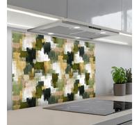 KitchenYeah© Splashback for kitchen 22"x31" / 55x80 cm self-adhesive Sink Splash Splatter Guard Splashbacks Walls Brush stripes - Moss - Shades of green