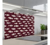 KitchenYeah© Splashback for kitchen 22"x31" / 55x80 cm self-adhesive Sink Splash Splatter Guard Splashbacks Walls Fish - Graphic - Pattern - Dark