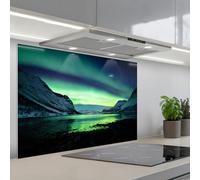 KitchenYeah© Splashback for kitchen 22"x31" / 55x80 cm self-adhesive Wall Protector Splash Back Cooker Backsplash Northern Lights - Norway - Ice - Yellow - Mountain - Water- Snow