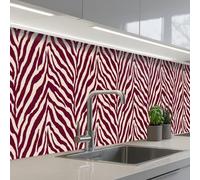 KitchenYeah© Splashback for kitchen 24"x118" / 60x300 cm self-adhesive Back Splashes Kitchens Splash Guard Decor Zebra - Motif - Bordeaux - Red