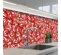 KitchenYeah© Splashback for kitchen 24"x118" / 60x300 cm self-adhesive Back Splashes Kitchens Splash Guard Decor Blossom - Red - Patterns - Flowers