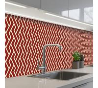 KitchenYeah© Splashback for kitchen 24"x118" / 60x300 cm self-adhesive Back Splashes Kitchens Splash Guard Decor Red - Beige - Pattern - Lines