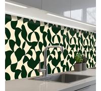 KitchenYeah© Splashback for kitchen 24"x118" / 60x300 cm self-adhesive Back Splashes Kitchens Splash Guard Decor Green - Organic planes - Cream