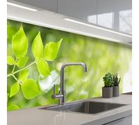 KitchenYeah© Splashback for kitchen 24"x118" / 60x300 cm self-adhesive Sink Splash Splatter Guard Splashbacks Walls Nature - Spring - Green - Leaves