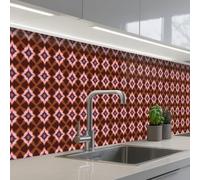 KitchenYeah© Splashback for kitchen 24"x118" / 60x300 cm self-adhesive Sink Splash Splatter Guard Splashbacks Walls Geometric - Ornate - Brown