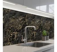 KitchenYeah© Splashback for kitchen 24"x118" / 60x300 cm self-adhesive Sink Splash Splatter Guard Splashbacks Walls Black - Marble - Gold - Nerf