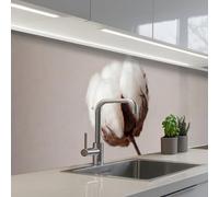 KitchenYeah© Splashback for kitchen 24"x118" / 60x300 cm self-adhesive Sink Splash Splatter Guard Splashbacks Walls Cotton ball - Minimalist - White