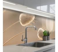 KitchenYeah© Splashback for kitchen 24"x118" / 60x300 cm self-adhesive Sink Splash Splatter Guard Splashbacks Walls Haze tail grass - Grain hairs - Sunlight