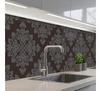 KitchenYeah© Splashback for kitchen 24"x118" / 60x300 cm self-adhesive Sink Splash Splatter Guard Splashbacks Walls Brown - Gray - Ornate - Patterned
