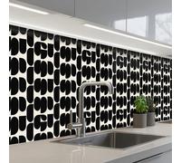 KitchenYeah© Splashback for kitchen 24"x118" / 60x300 cm self-adhesive Wall Protector Decor Panels Cooker Backsplash Modern - Patterned - Black