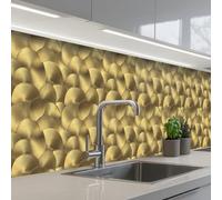 KitchenYeah© Splashback for kitchen 24"x118" / 60x300 cm self-adhesive Wall Protector Splash Back Cooker Backsplash Modern - Circle - Gold