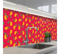 KitchenYeah© Splashback for kitchen 24"x118" / 60x300 cm self-adhesive Wall Protector Splash Back Cooker Backsplash Pink - Mango - Blue - Stripes