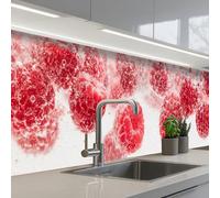 KitchenYeah© Splashback for kitchen 24"x118" / 60x300 cm self-adhesive Wall Protector Splash Back Cooker Backsplash Fruit - Water - Bubbles - Red