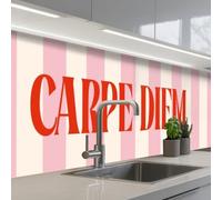 KitchenYeah© Splashback for kitchen 24"x118" / 60x300 cm self-adhesive Wall Protector Splash Back Cooker Backsplash Soft Pink - Red - Stripes - Carpe Diem