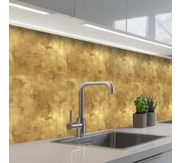 KitchenYeah© Splashback for kitchen 24"x118" / 60x300 cm self-adhesive Wall Protector Splash Back Cooker Backsplash Industrial - Texture - Gold
