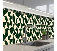 KitchenYeah© Splashback for kitchen 24"x138" / 60x350 cm self-adhesive Back Splashes Kitchens Splash Guard Decor Green - Organic planes - Cream