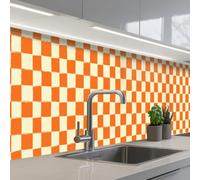 KitchenYeah© Splashback for kitchen 24"x138" / 60x350 cm self-adhesive Back Splashes Kitchens Splash Guard Decor Chess - Pattern - Orange