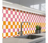 KitchenYeah© Splashback for kitchen 24"x138" / 60x350 cm self-adhesive Back Splashes Kitchens Splash Guard Decor Square - Pattern - Orange