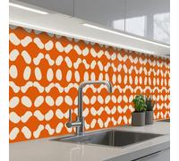 KitchenYeah© Splashback for kitchen 24"x138" / 60x350 cm self-adhesive Back Splashes Kitchens Splash Guard Decor Orange - Organic shapes - White