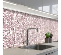 KitchenYeah© Splashback for kitchen 24"x138" / 60x350 cm self-adhesive Back Splashes Kitchens Splash Guard Decor Winding line - Magenta - Cream