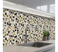 KitchenYeah© Splashback for kitchen 24"x138" / 60x350 cm self-adhesive Back Splashes Kitchens Splash Guard Decor Botanical - Gold - Black