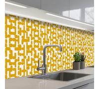 KitchenYeah© Splashback for kitchen 24"x138" / 60x350 cm self adhesive Sink Splash Splatter Guard Backsplash Decor Yellow - Beige - Pattern