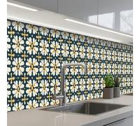 KitchenYeah© Splashback for kitchen 24"x138" / 60x350 cm self adhesive Sink Splash Splatter Guard Backsplash Decor Motif - Tile - Ochre yellow